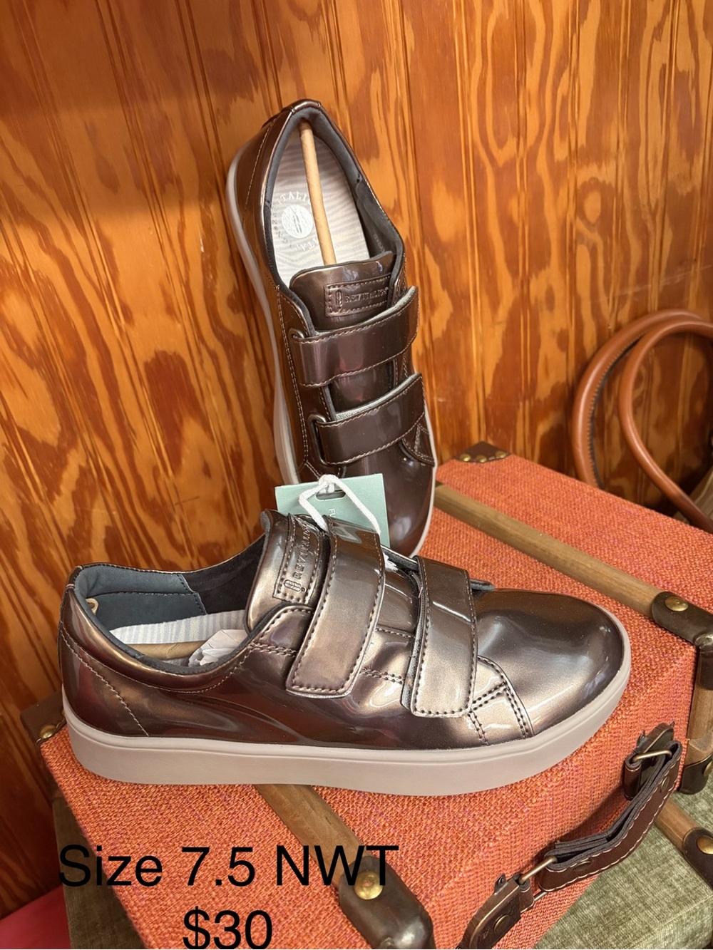 Men's Metallic Brown Velcro Sneakers